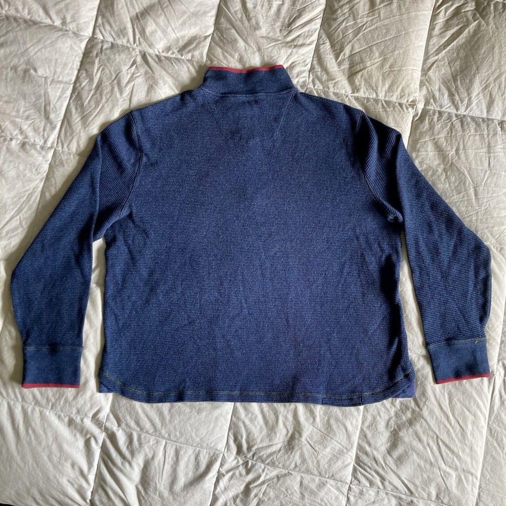Robert Graham Mens 2XL Thermal Waffle Long Sleeve 1/4Zip Pullover Sweater Blue - Picture 9 of 16